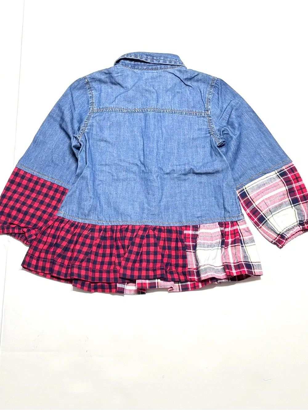 NEW Tommy Hilfiger Girls' Denim & Plaid Peplum Jacket Blue/Red Leggings Set 3T